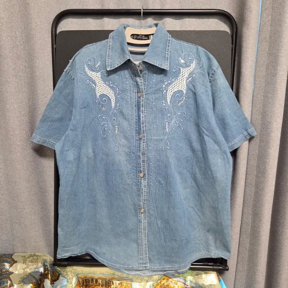 Japanese vintage デニム 半袖 シャツ XL (105)