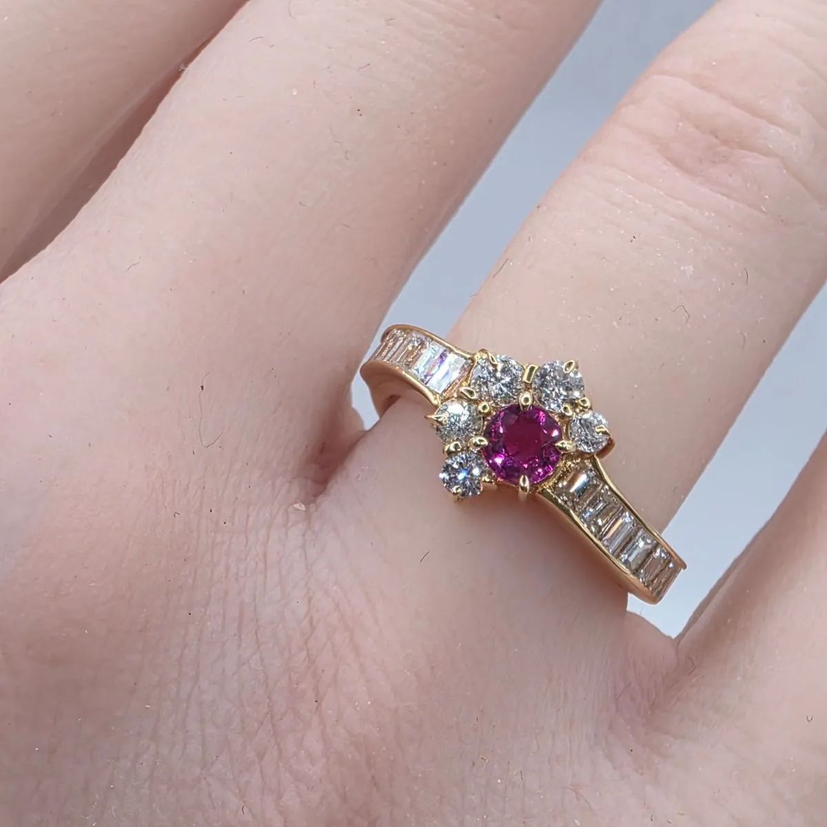 安い〜〜〜!??在庫一掃セール!?⏰? ⚡ダイヤルビーリング K18 ダイヤ -0.75cts ルビー 0.29cts 11.5号