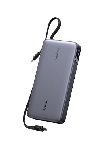 ☆新品☆UGREEN PD3.1対応 【165W・25000mAh】 USB-Cケーブル2本内蔵 4ポート 単ポート140W高出力・入力90W対応 パススルー機能 低電流モード搭載 240W USB-Cケーブル付 PSE技術基準適合 MacB 70ea4627