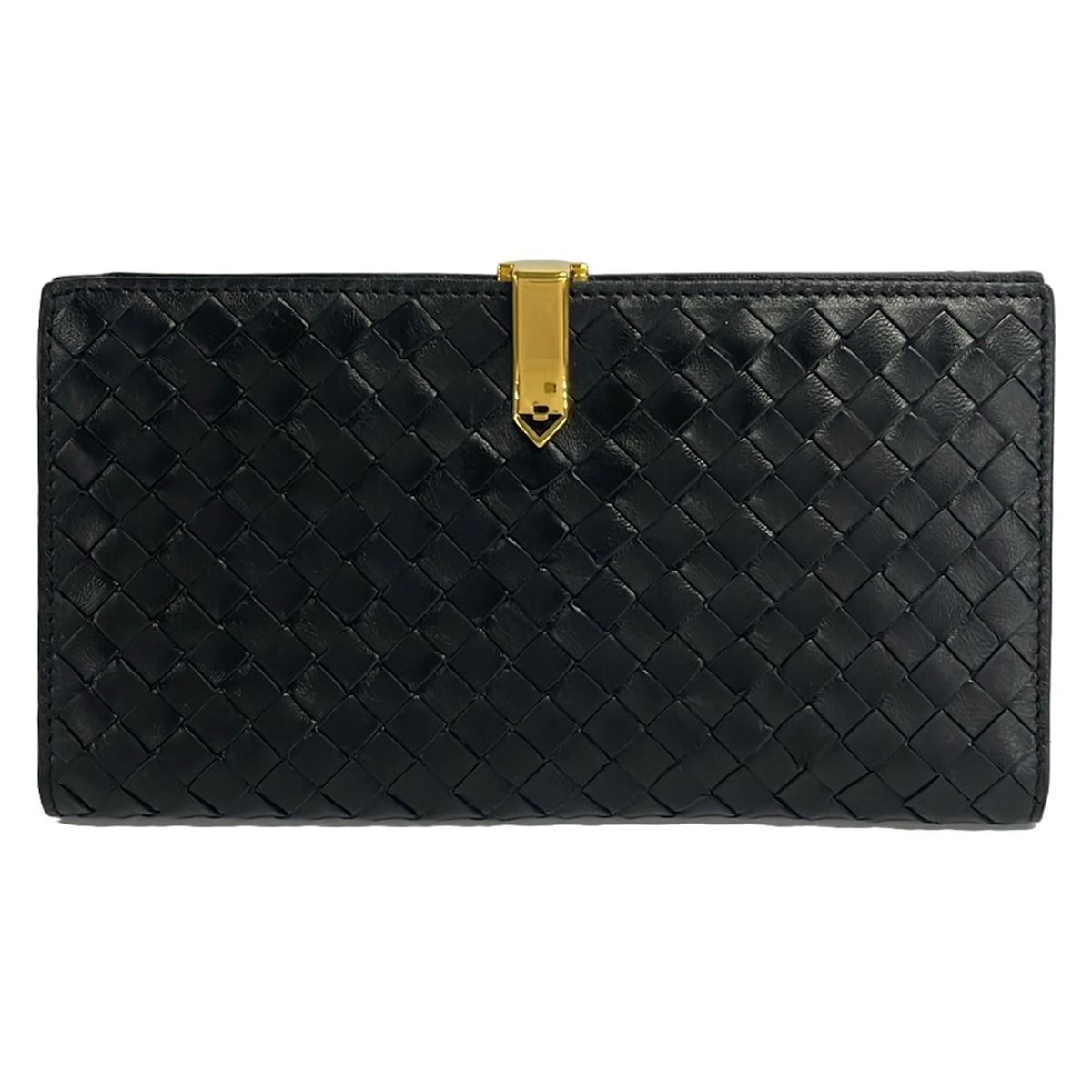 BOTTEGA VENETA(ボッテガヴェネタ) 長財布美品 イントレチャート 黒 レザー
