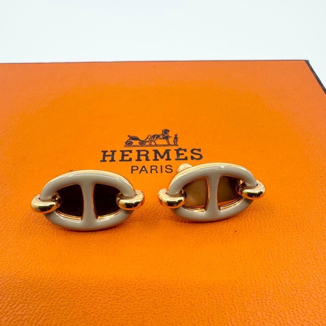 【美品】HERMES エルメス ミニマイヨン ピアス シェーヌダンクル PG