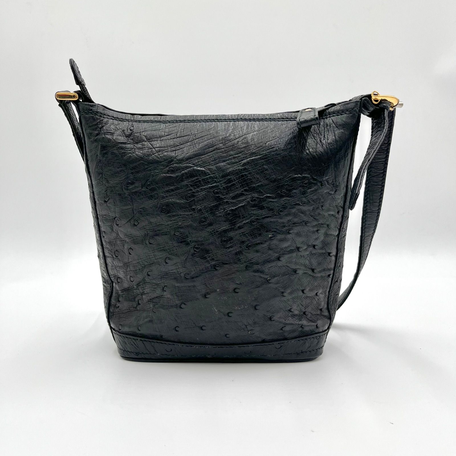 美品◎GUCCI グッチ オーストリッチ ダチョウ革 インターロッキング 