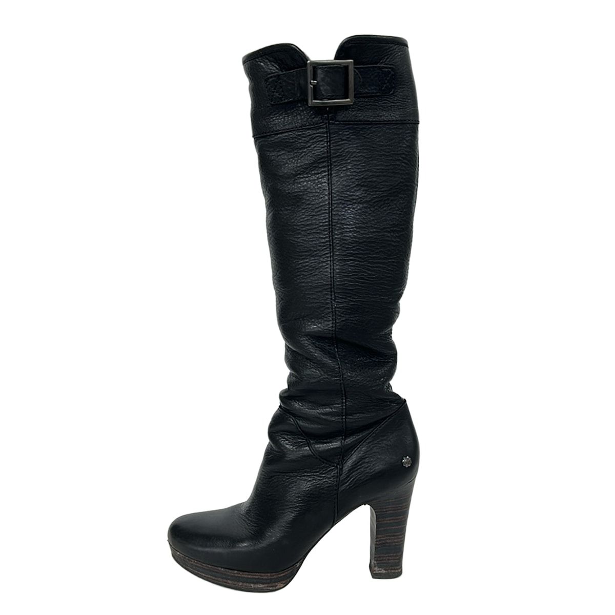 UGG(アグ) ロングブーツ 24 レディース - 1003050 黒×ダークグレー ファー レザー、ファー