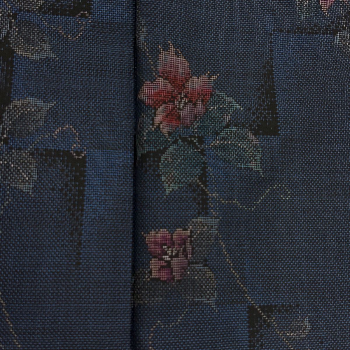 美品】 大島紬 身丈159.5cm 裄丈62cm S 袷 純泥染 証紙 草花 紺色 正絹 
