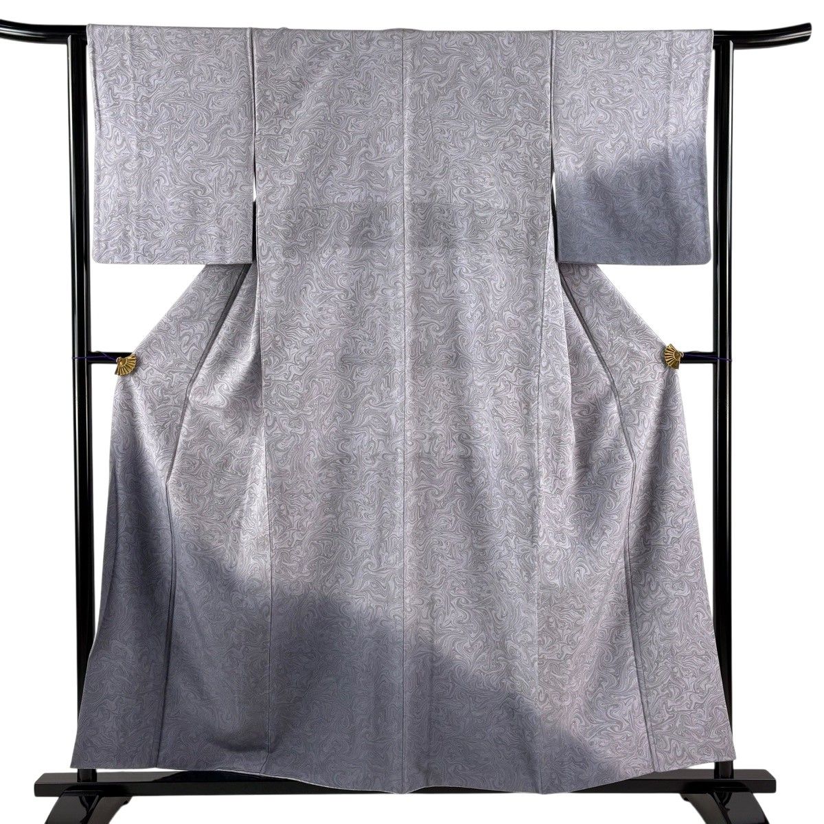 【美品】 付下げ 身丈157.5cm 裄丈62cm S 袷 墨流し 染め分け 灰紫 正絹 秀品 【中古】