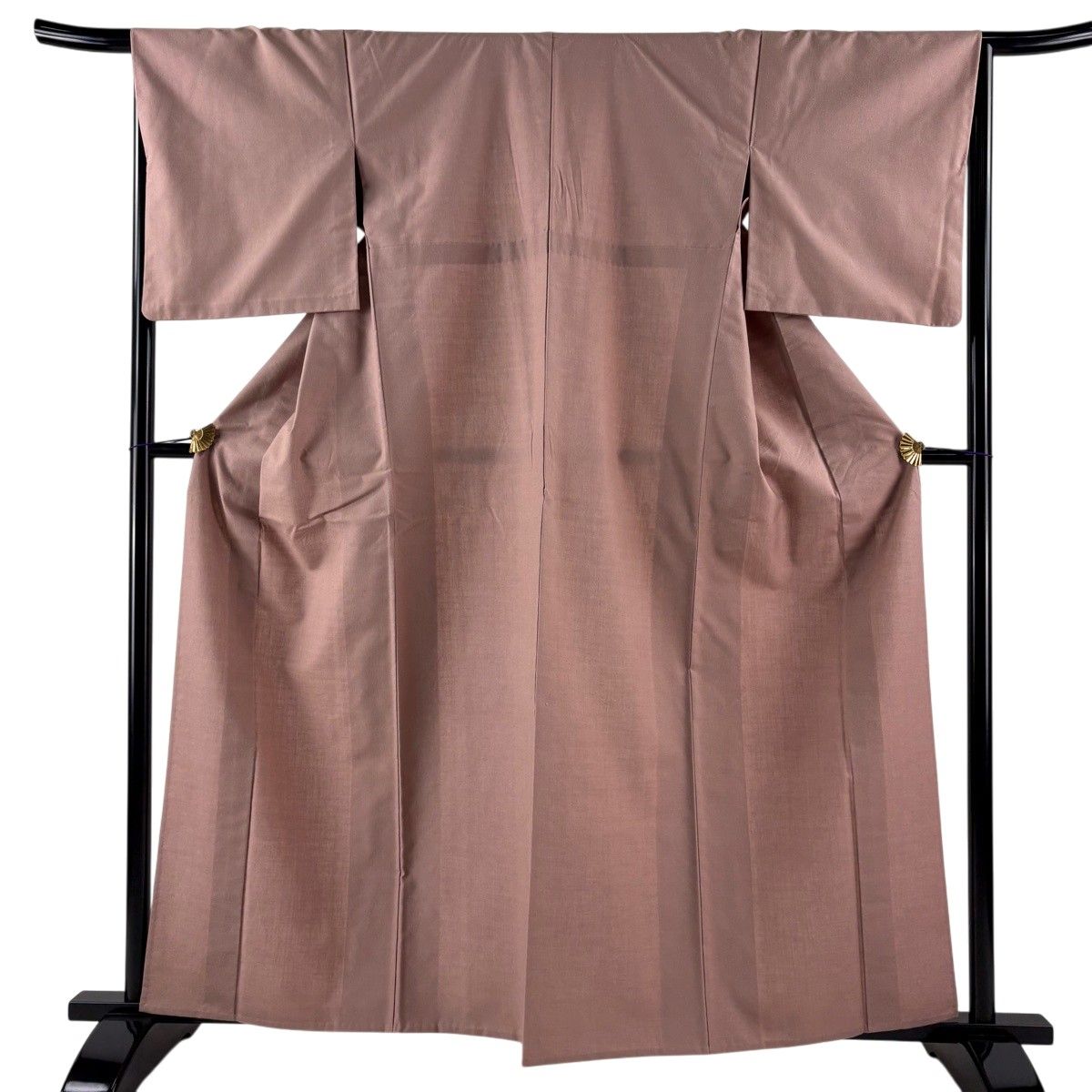 紬 身丈160.5cm 裄丈67.5cm L 単衣 証紙 ピンクベージュ 正絹 秀品 【中古】