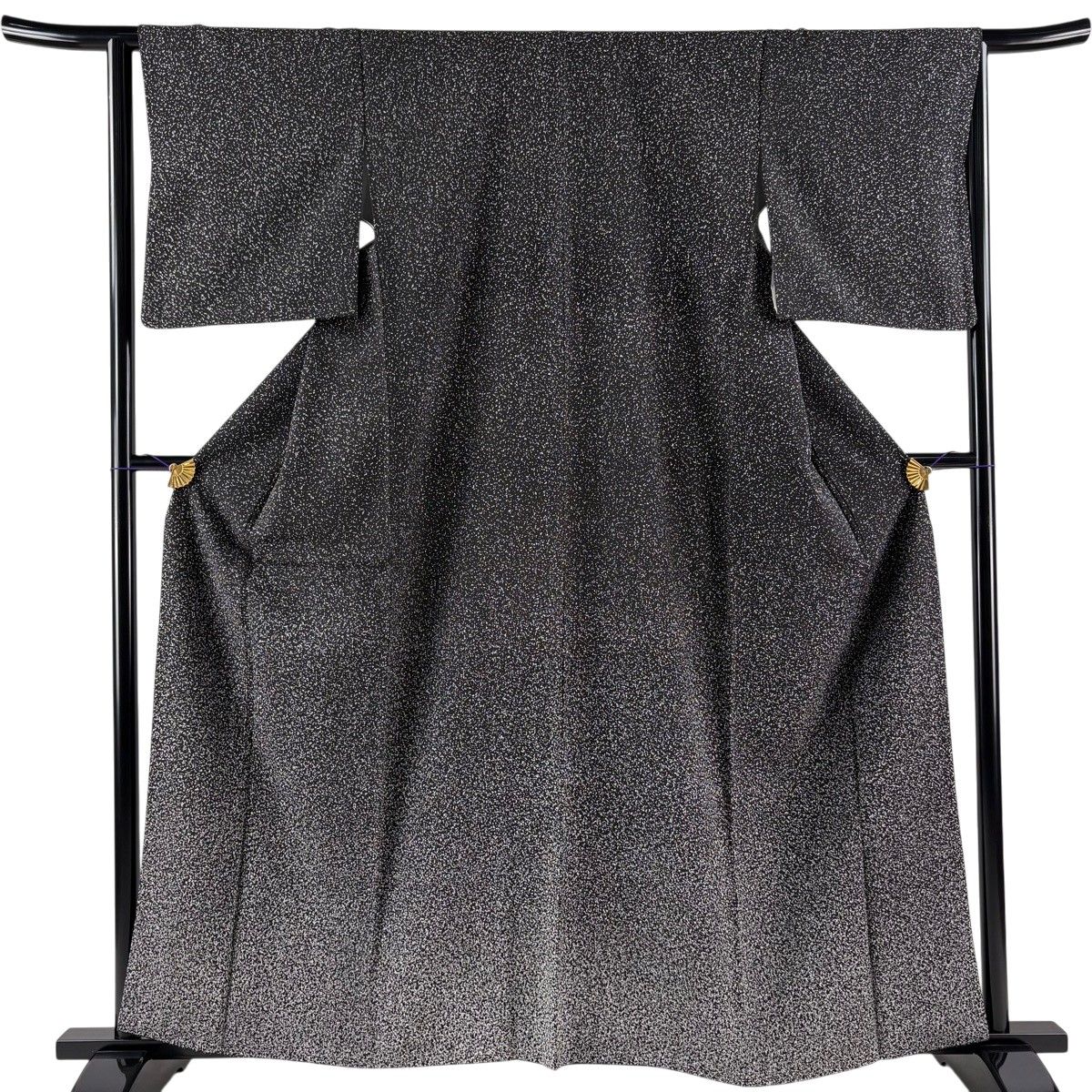 【美品】 付下げ 身丈161cm 裄丈64cm M 袷 幾何学模様 黒 正絹 秀品 【中古】