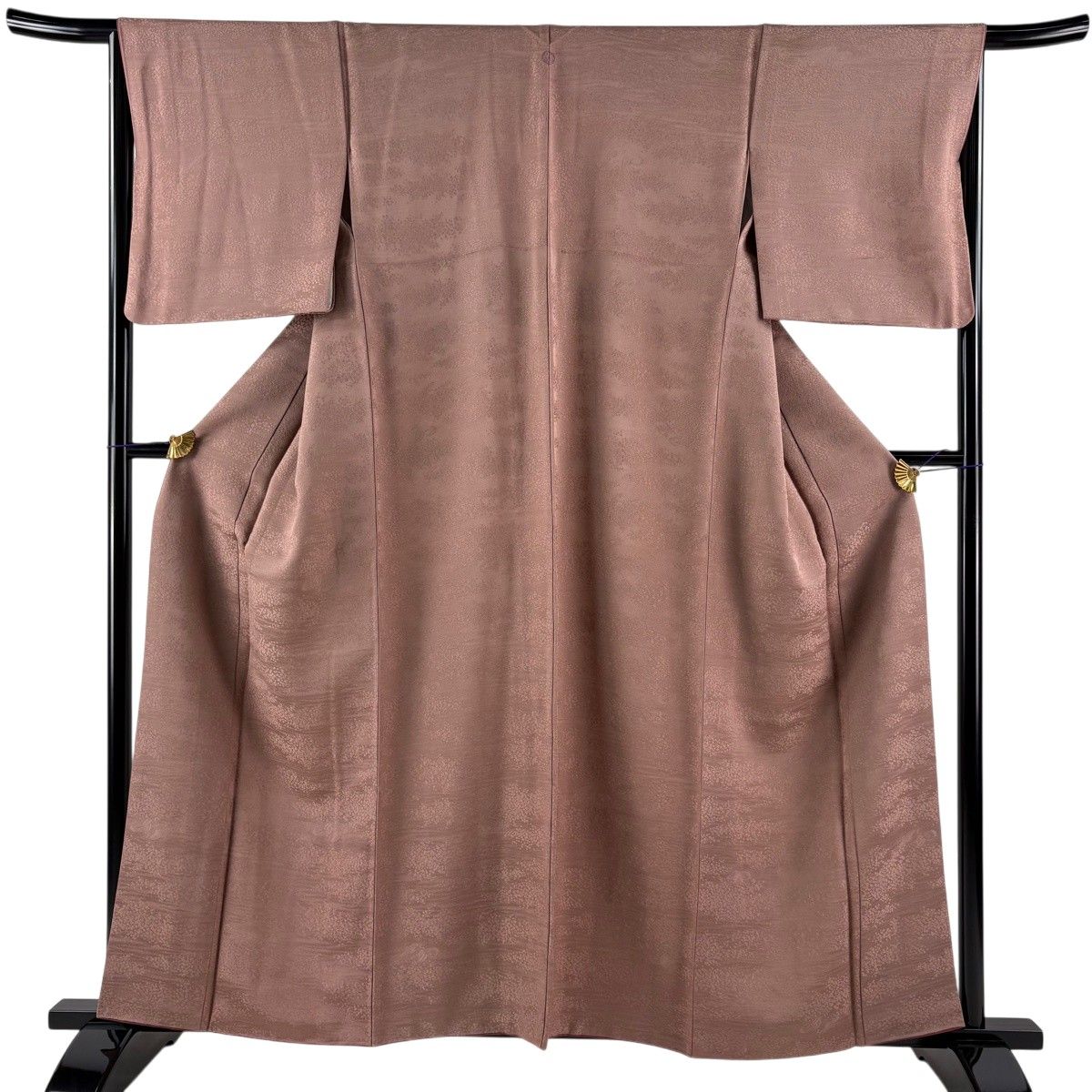 【美品】 色無地 身丈158cm 裄丈66cm M 袷 地紋 小豆色 正絹 秀品 一つ紋 【中古】