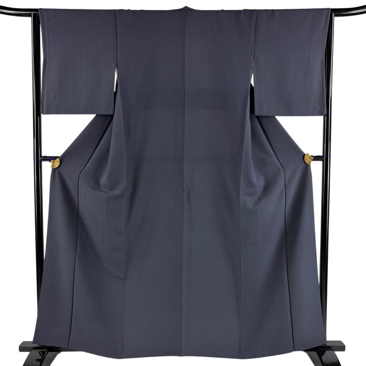 お召 身丈159cm 裄丈63.5cm S 袷 重兵衛 ますいわ屋 落款 ドット 紺色 正絹 秀品 【中古】