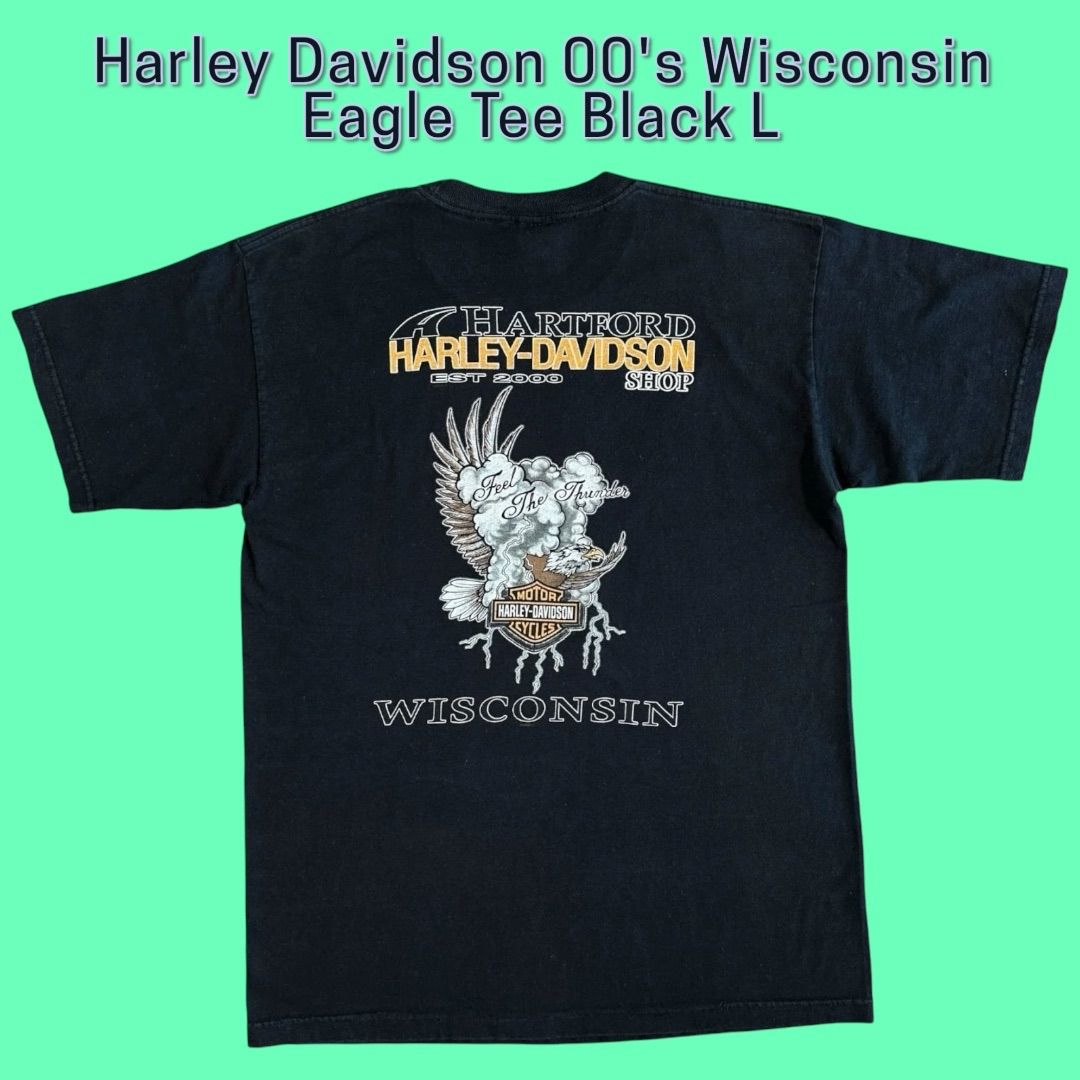 Harley Davidson 00's Wisconsin Eagle Tee Black L