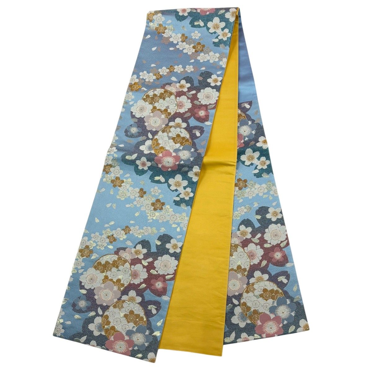 美品】 振袖 身丈161cm 裄丈68cm L 袷 袋帯フルセット 桜 草花