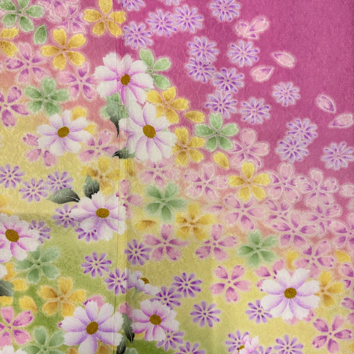 美品】 振袖 身丈161cm 裄丈68cm L 袷 袋帯フルセット 桜 草花