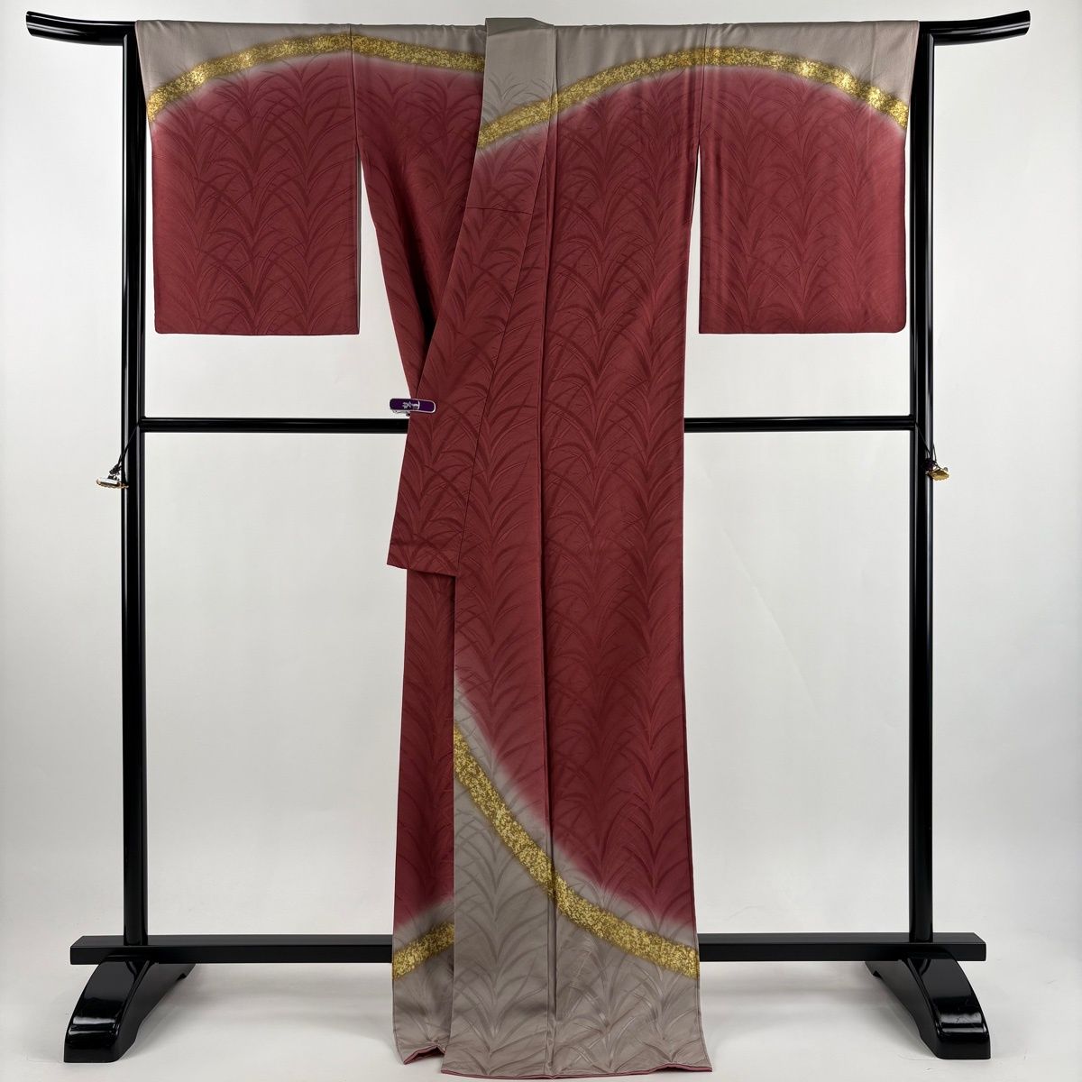 訪問着 身丈174cm 裄丈68cm L 袷 北出与三郎 落款 地紋 幾何学模様 