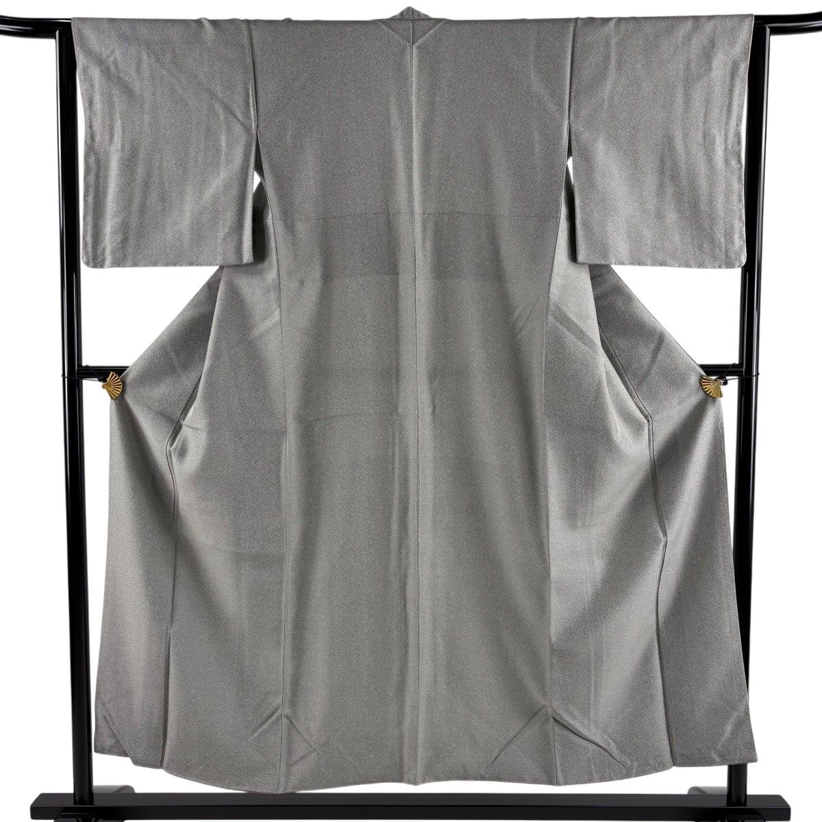 【美品】 お召 身丈153.5cm 裄丈63.5cm S 袷 幾何学 灰色 正絹 逸品 【中古】