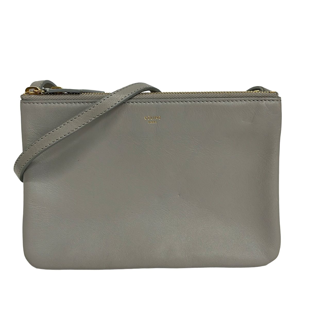 CELINE(セリーヌ) ショルダーバッグ トリオ ライトグレー レザー