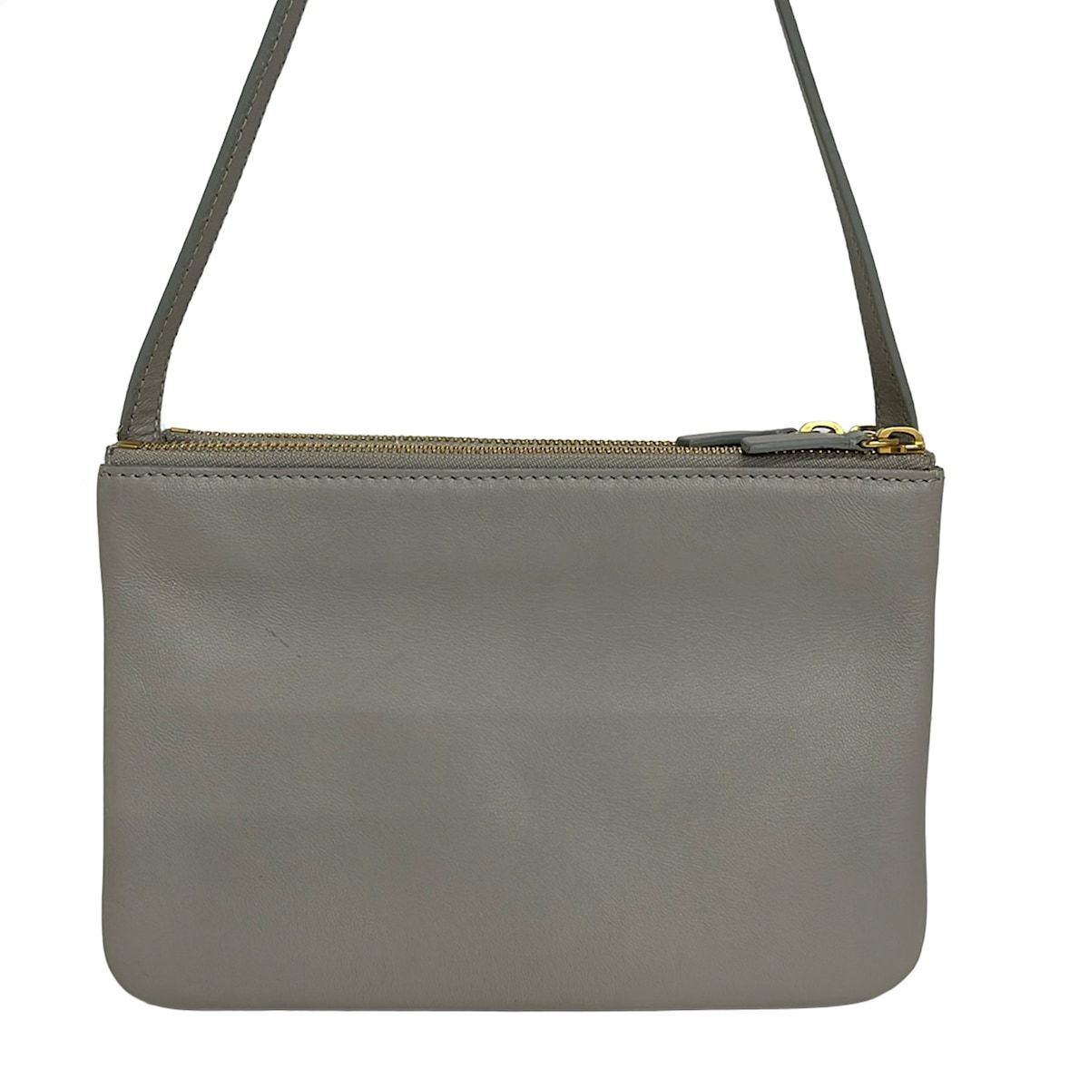 CELINE(セリーヌ) ショルダーバッグ トリオ ライトグレー レザー 