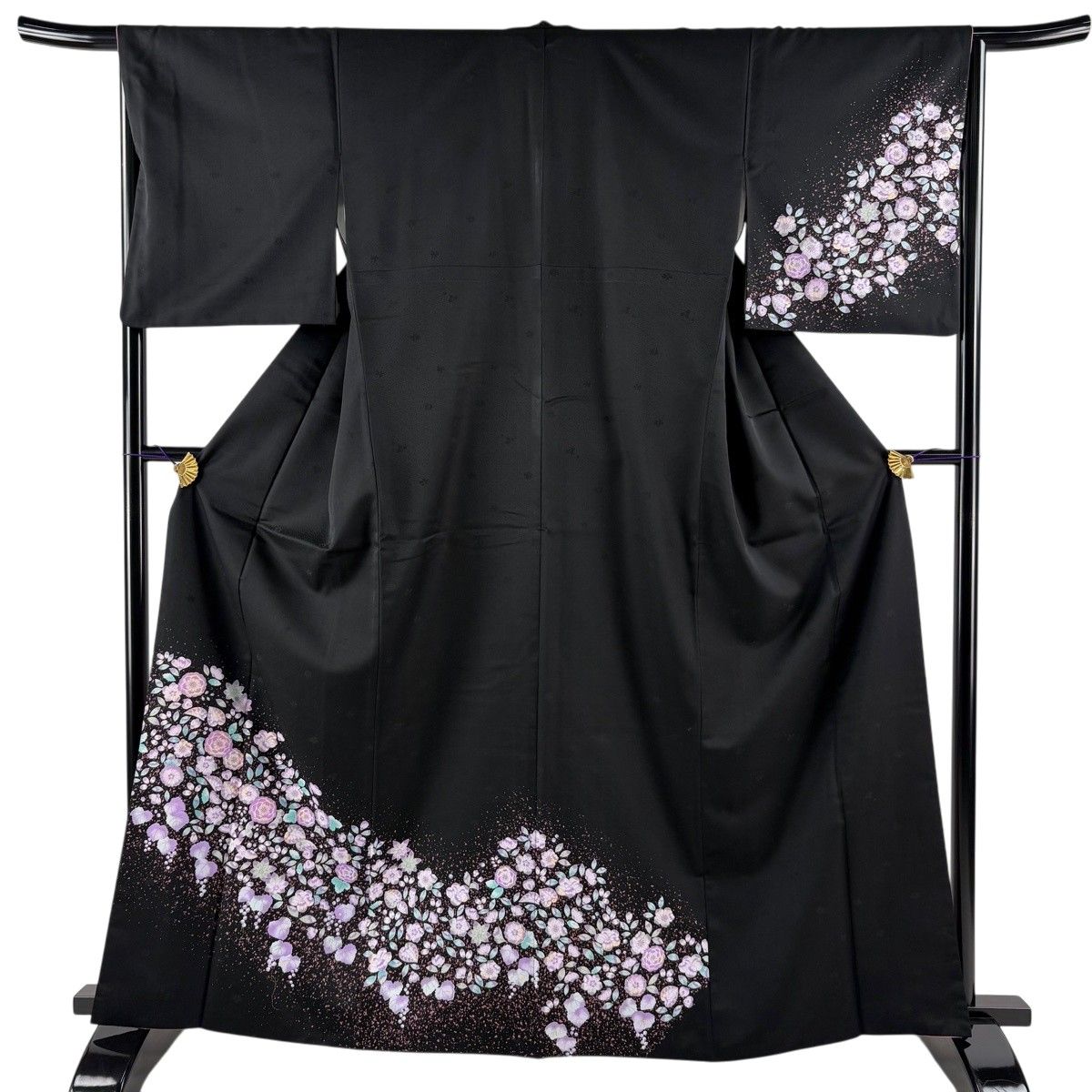 付下げ 身丈164.5cm 裄丈66cm M 袷 草花 黒 化繊 優品 【中古】 - メルカリ