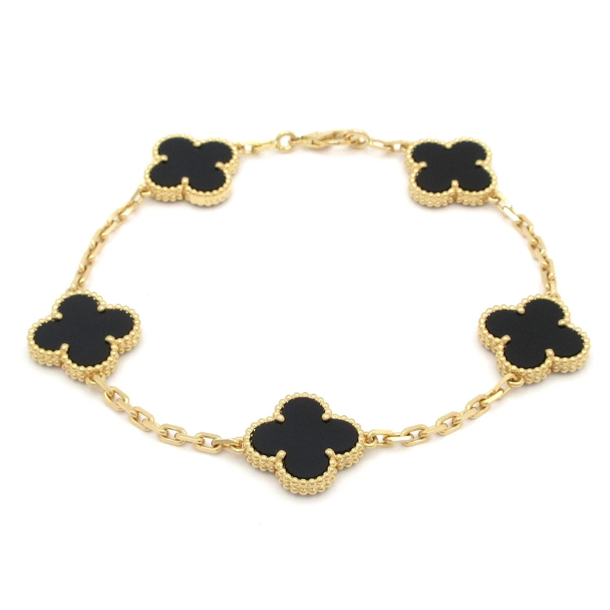 Van Cleef & Arpels(ヴァンクリーフ&アーペル) ブレスレット美品 ヴィンテージアルハンブラ K18YG×オニキス 5Pモチーフ