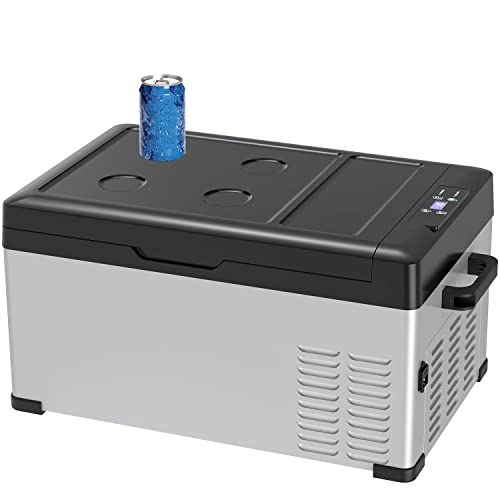 Sumeriy 車載冷蔵庫 25L -20℃?20℃ 急速冷凍 大容量 省エネ 2WAY電源対応 DC12V24V/AC100V 車載家庭両用 静音 スマート管理 低電圧保護 ポータブル冷蔵庫 日本語版取扱説明書付属 グレー,黒送料無料 392dd6a3