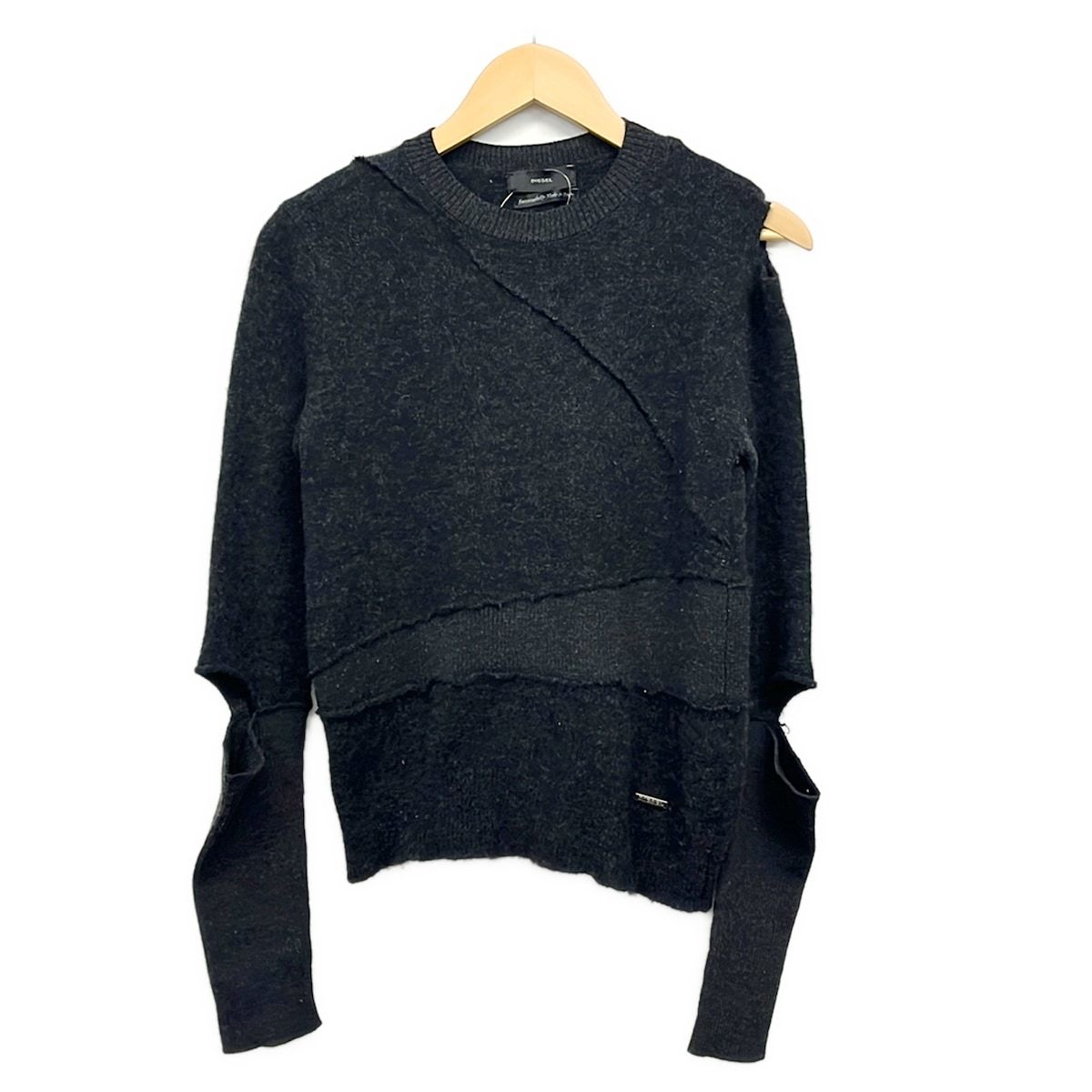 DIESEL(ディーゼル) 長袖セーター サイズS レディース ダークグレー ダメージ加工/クルーネック