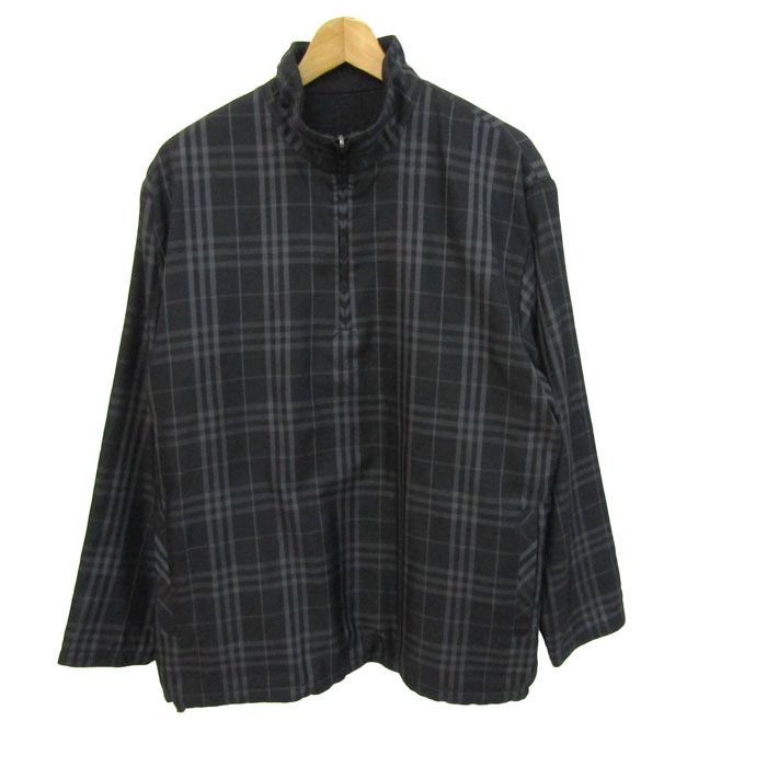 バーバリー ブルゾン ジャケット アウター ノバチェック リバーシブル 日本製 メンズ Lサイズ 黒×白 BURBERRY 【中古】