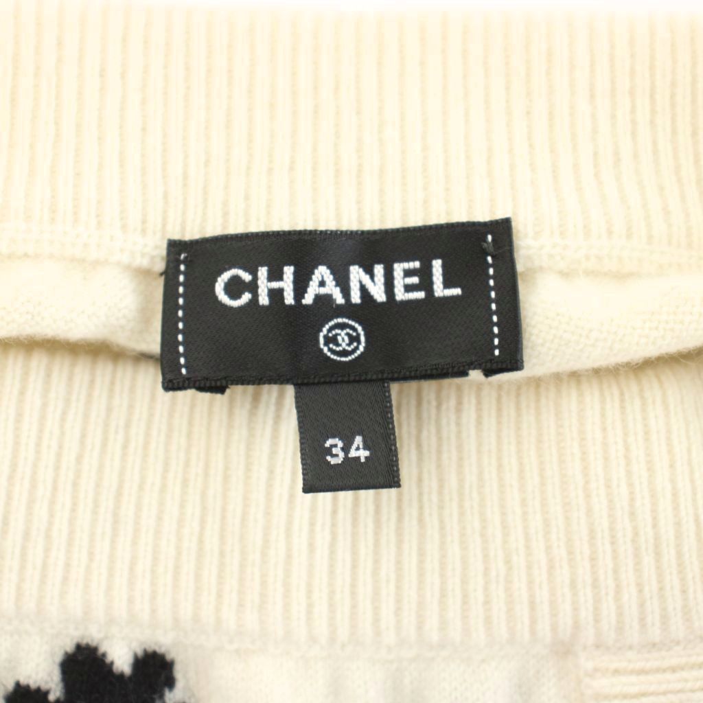 シャネル CHANEL ニットスカート ミニ丈 台形 カシミヤ カメリア ココ