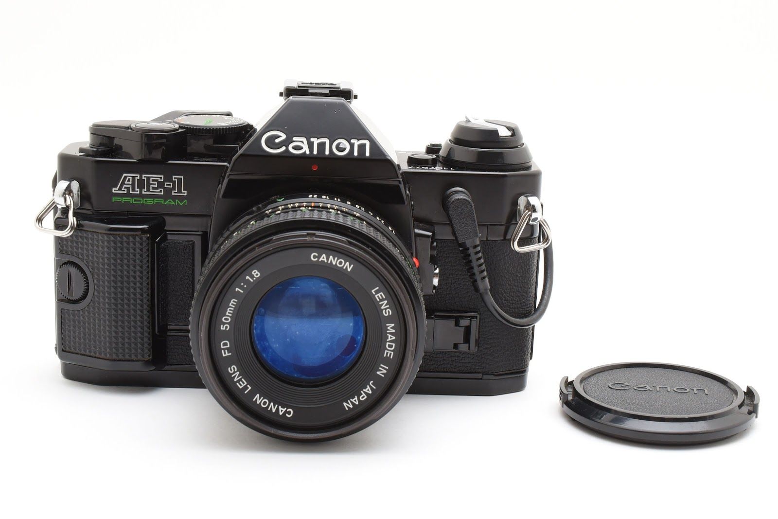 ★良品シャッター鳴きなし★ キヤノン CANON AE-1 PROGRAM ボディ ブラック NEW FD 50mm F1.8 フィルム一眼レフ ★ #8403