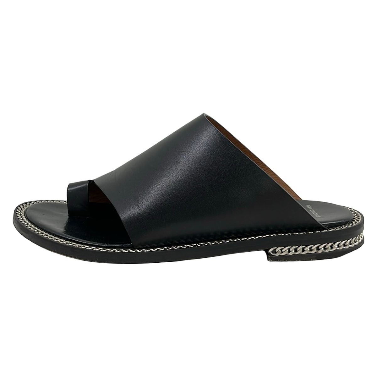GIVENCHY(ジバンシー) サンダル - 黒×シルバー チェーン レザー