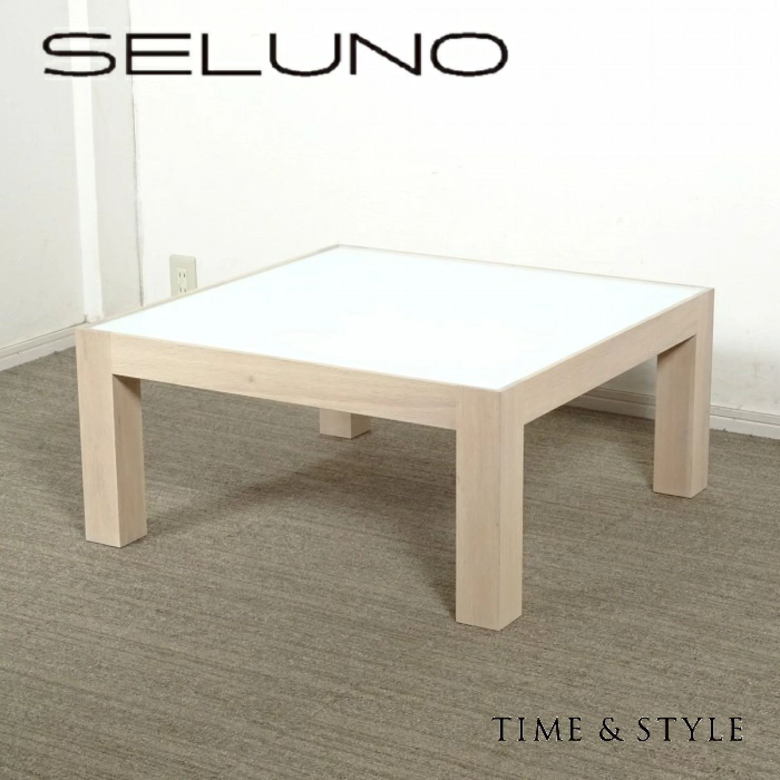 ◾︎SELUNO◾︎ 【展示美品】TIME & STYLE タイムアンドスタイル Horizontal / ホリゾンタル ローテーブル 750×750 / ガラス天板 20万 x504