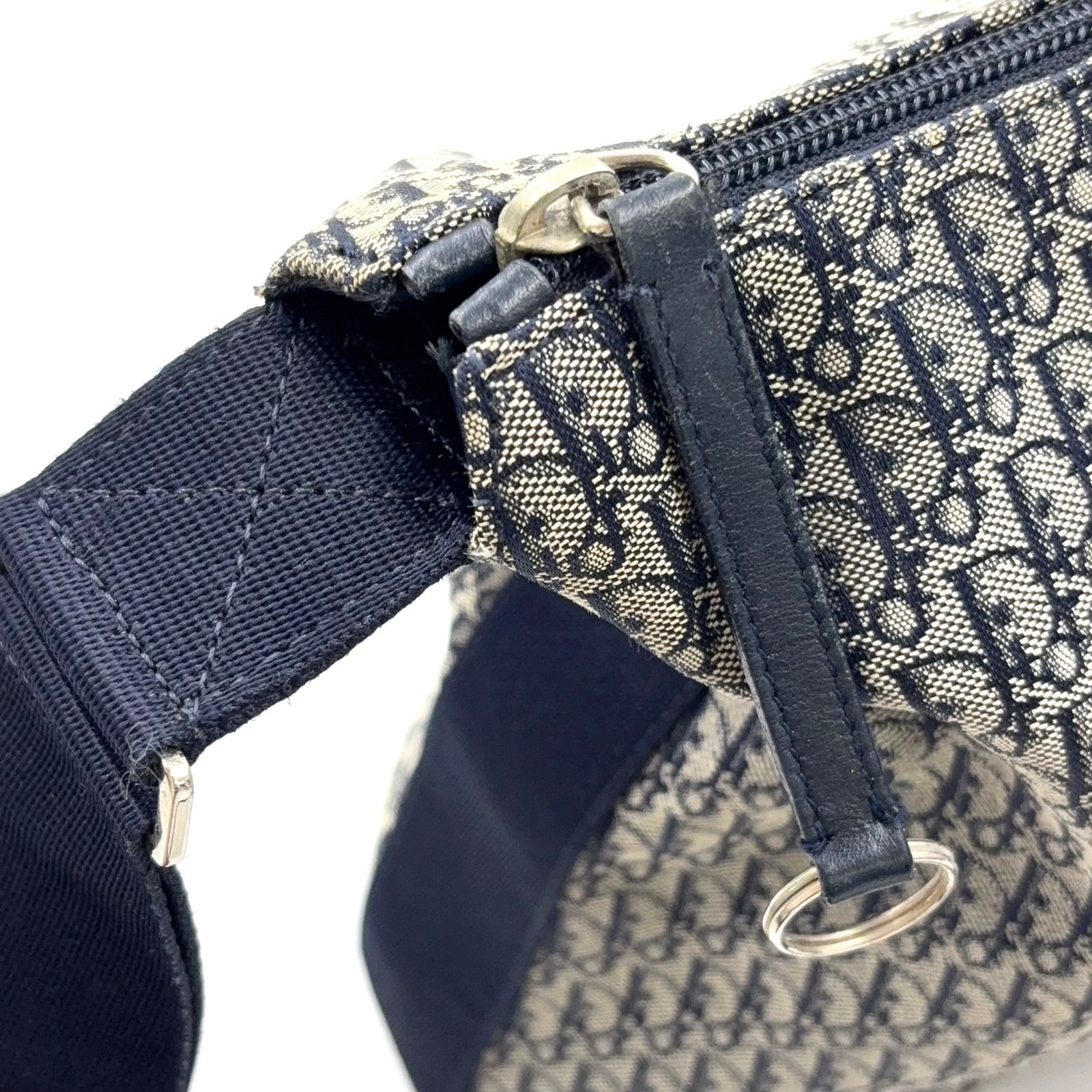 Christian Dior トロッター柄 キャンバス ネイビー ショルダーバッグ 