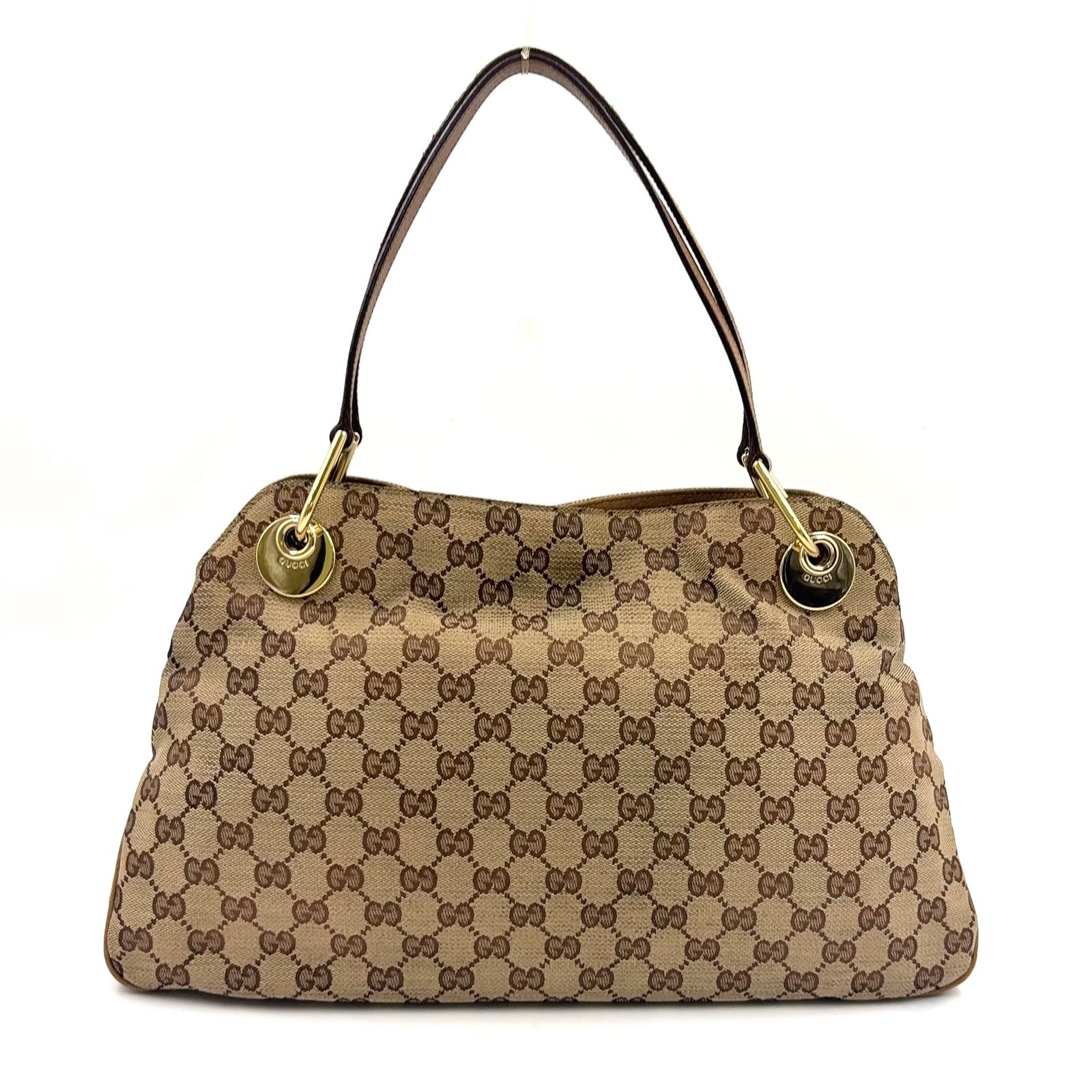 【新着】GUCCI エクリプス GGキャンバス レザー×キャンバス ブラウン トートバッグ ゴールド 121023
