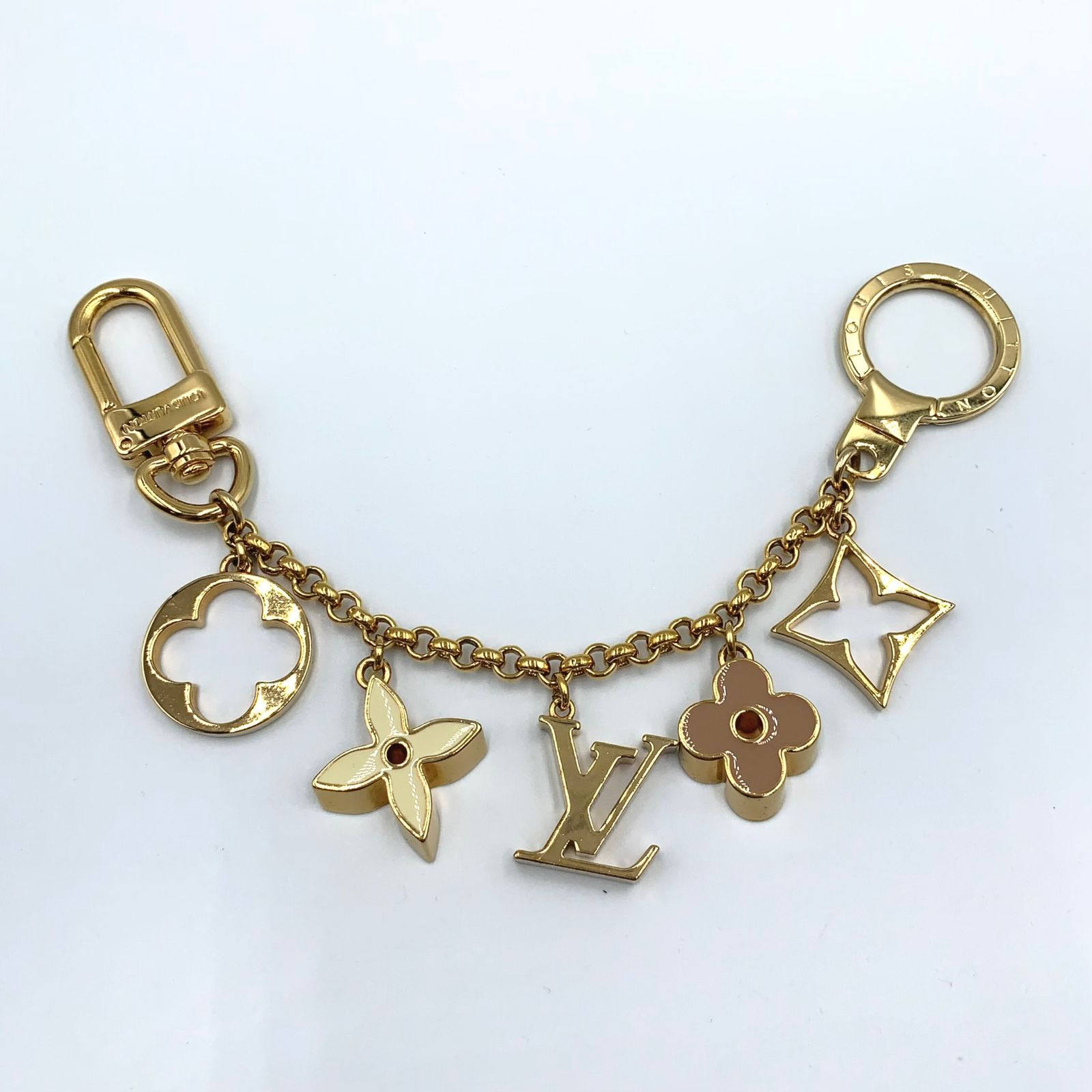 【新着】LOUIS VUITTON フルール ドゥ モノグラム GP オフホワイト×ゴールド×ベージュ チャーム ゴールド M65111