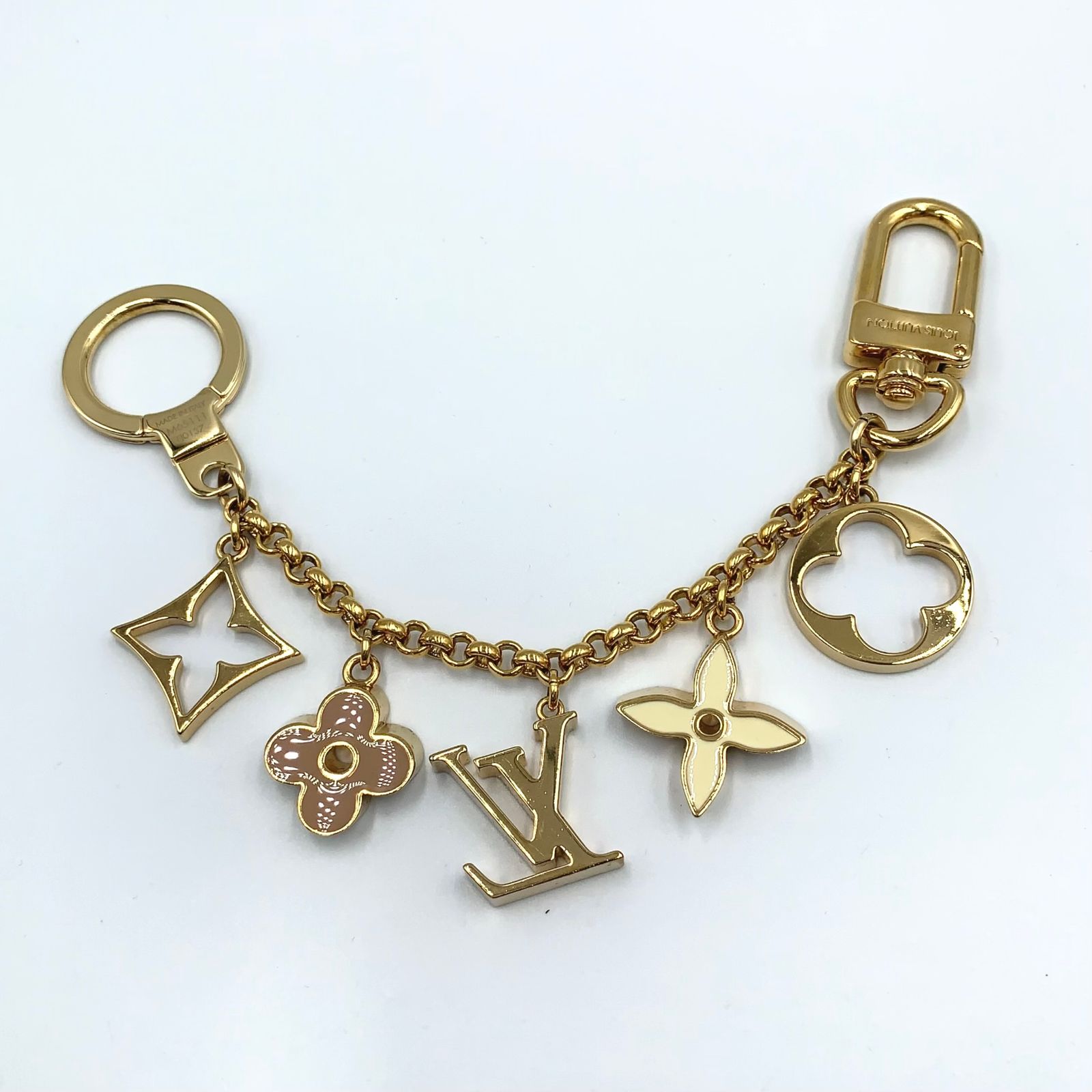 【新着】LOUIS VUITTON フルール ドゥ モノグラム GP オフホワイト×ゴールド×ベージュ チャーム ゴールド M65111