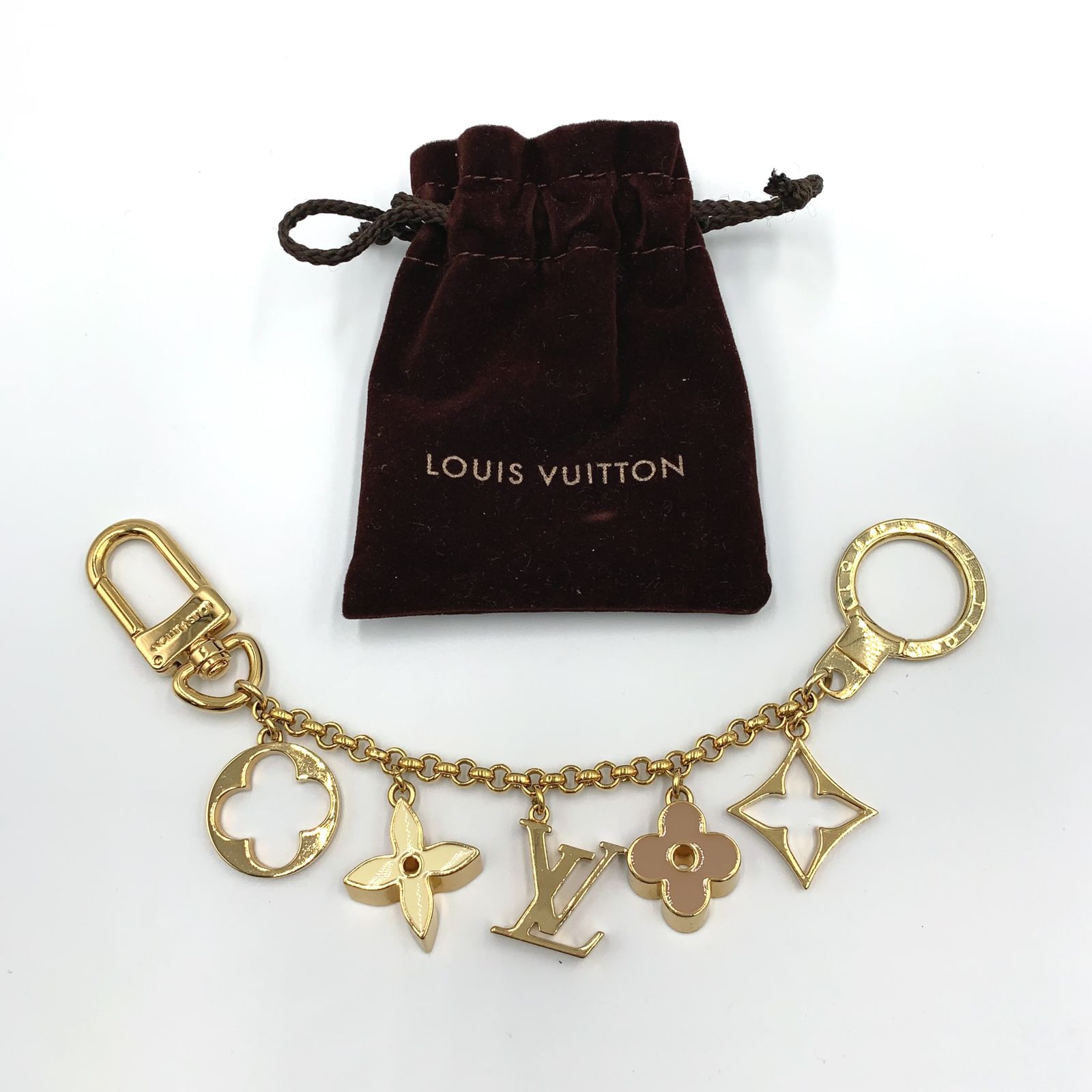 【新着】LOUIS VUITTON フルール ドゥ モノグラム GP オフホワイト×ゴールド×ベージュ チャーム ゴールド M65111