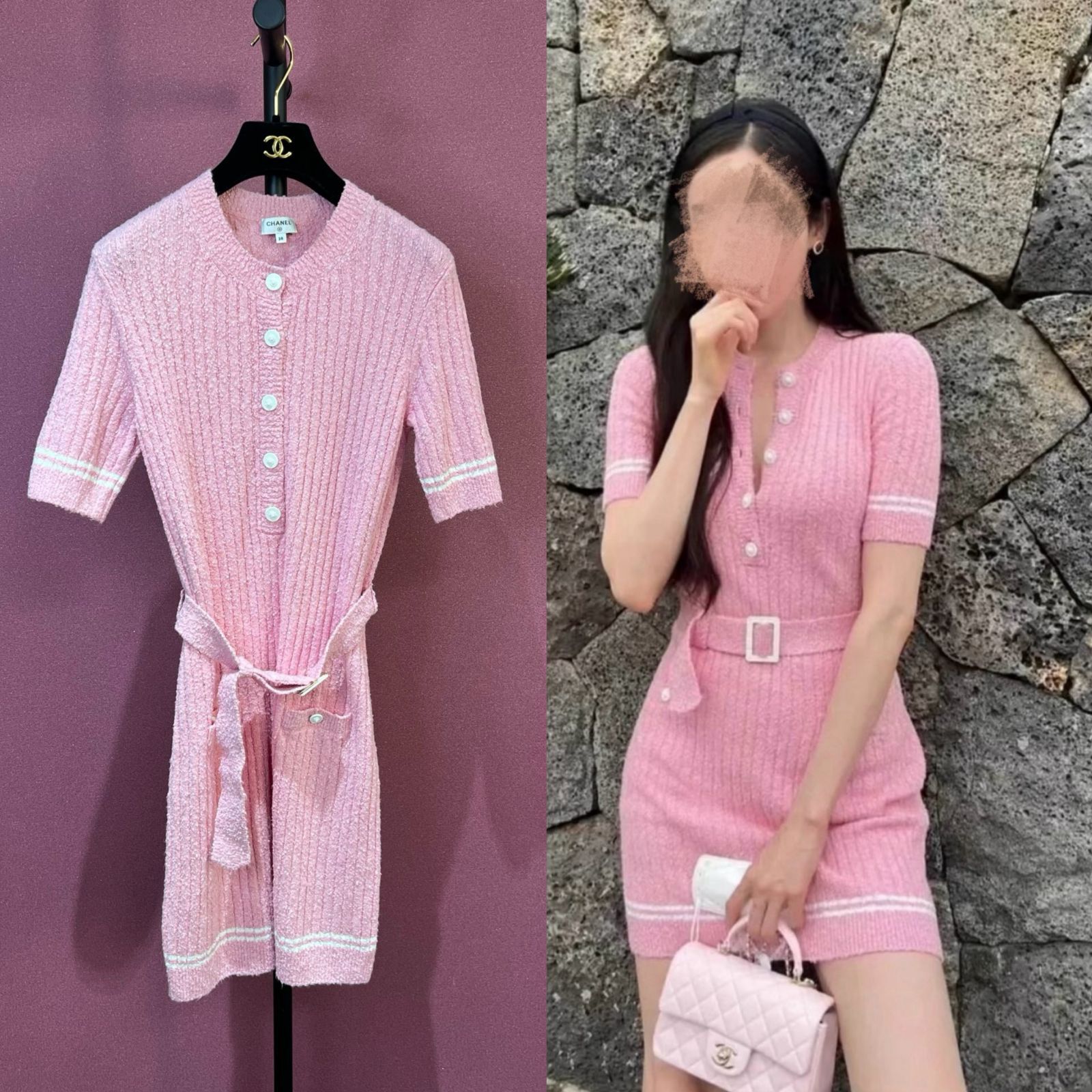 CHANEL 22P P72176K10414 KNIT DRESS シャネルワンピース 38 正規品