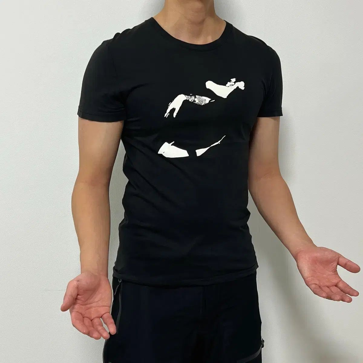 ディオールオム 07SS ハンド プリント Tシャツ ブラック