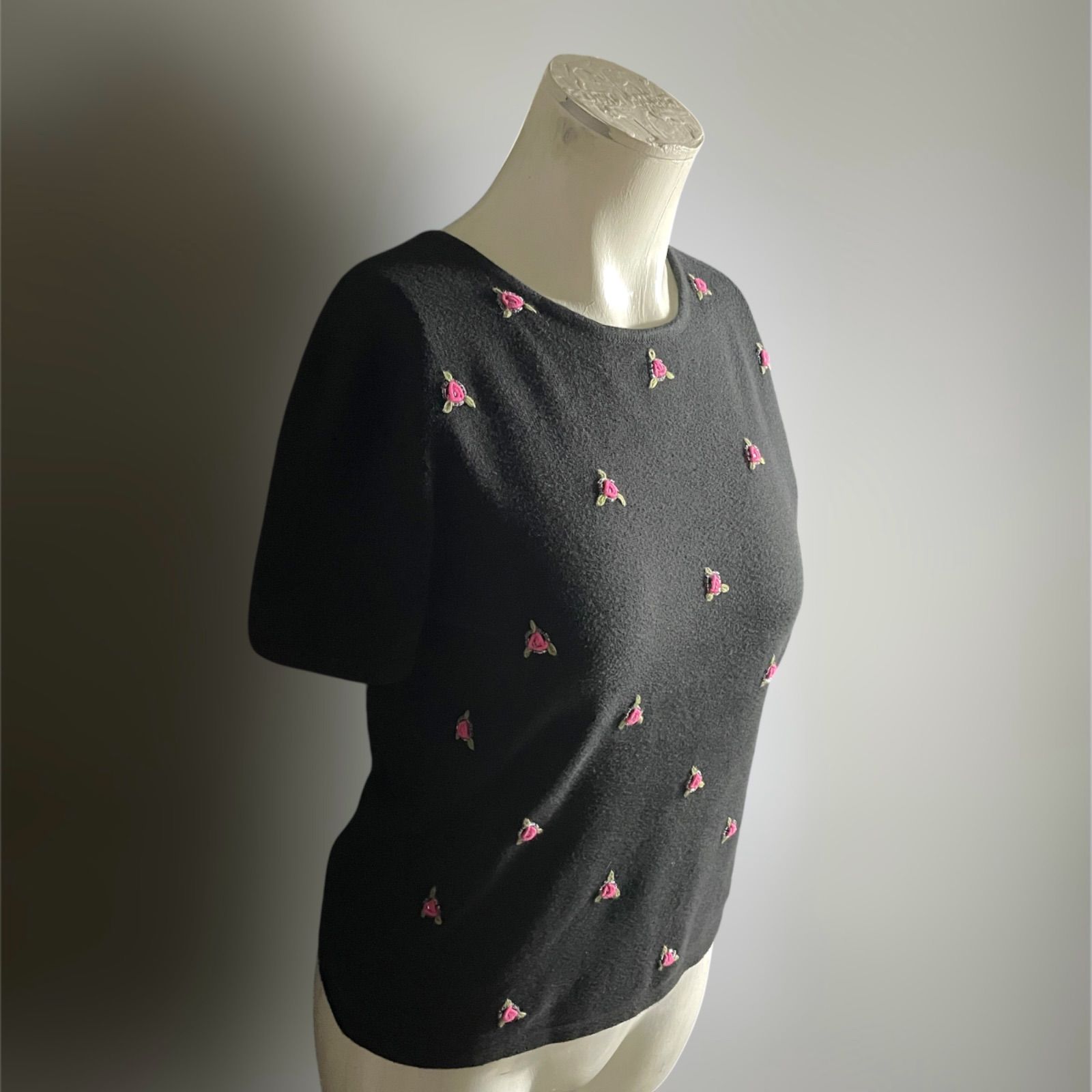 USA 90s ヴィンテージ Tee アメリカ トップス ブラウス 刺繍 花 Tシャツ H915