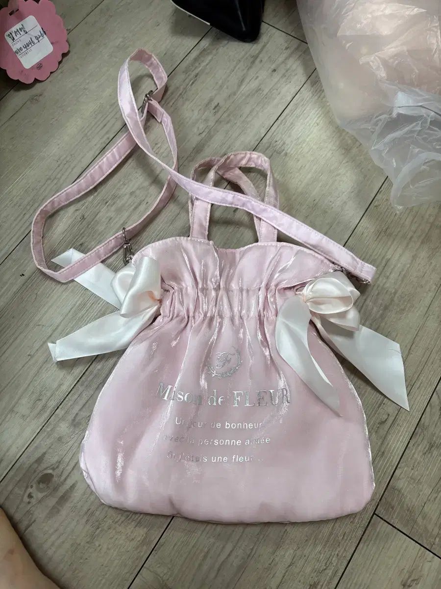 Mison de Fleur ピンク リー リボン バッグ クロスバック