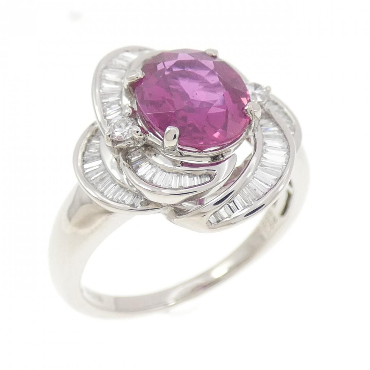 PT950 非加熱 ルビー リング 2.566CT