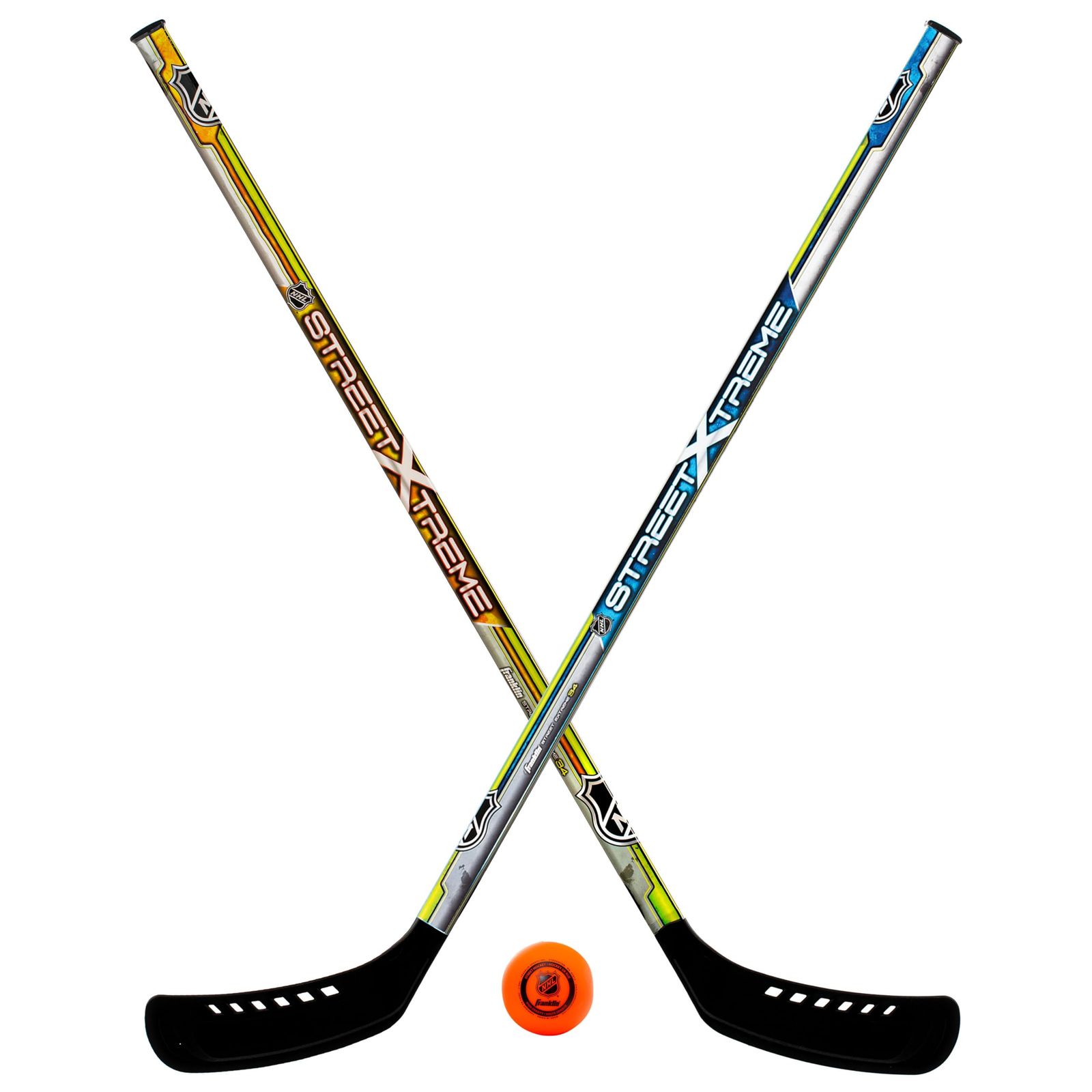 Franklin Sports ユースストリートホッケーセット - ストリートホッケースティック2本とストリートホッケーボール1個 - NHL公式認定製品 - お子様に最適なホッケースターターセット [プレイヤースティック]