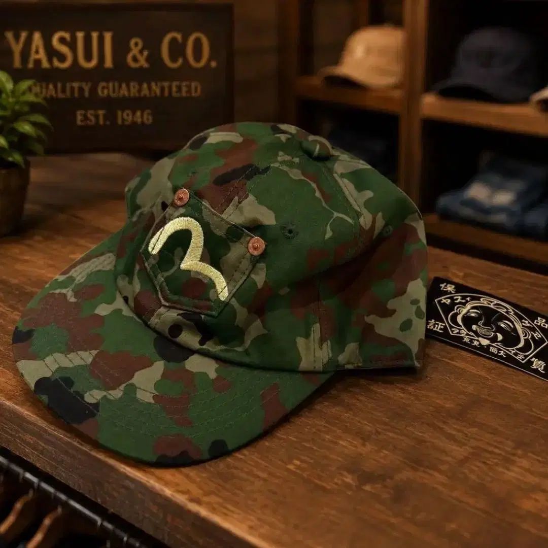 EVISU カモフラージュ ミニ ポケット ベースボールキャップ