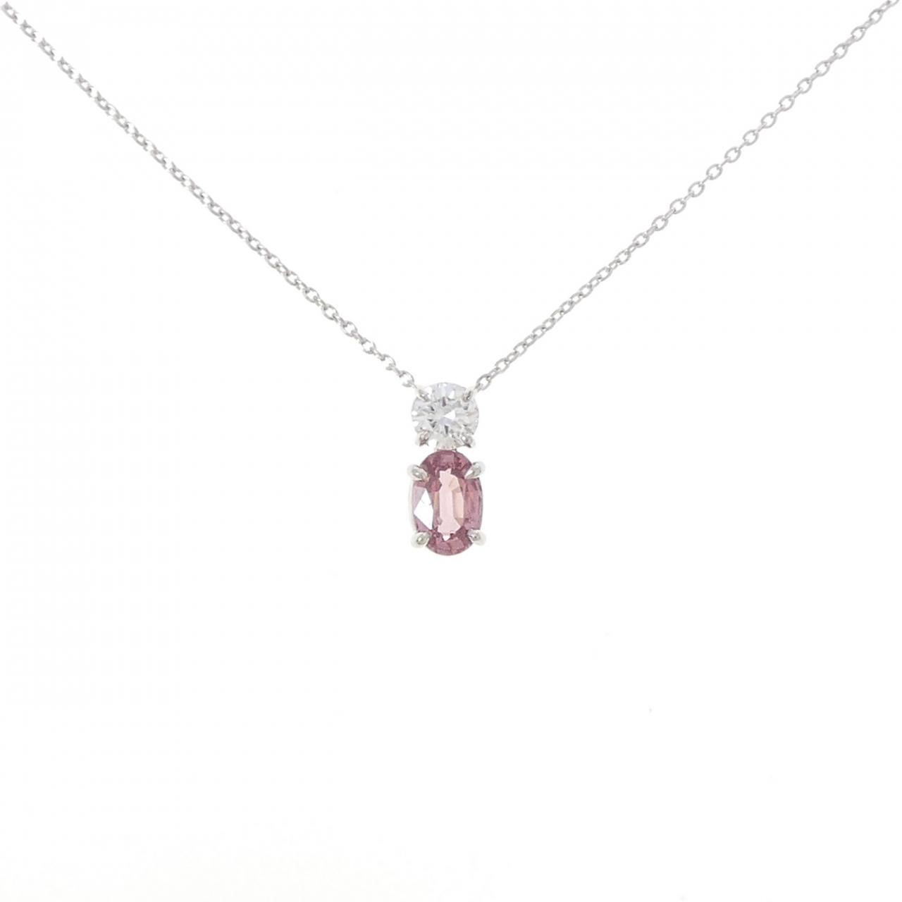 PT900/PT850 非加熱 パパラチアサファイヤ ネックレス 0.70CT