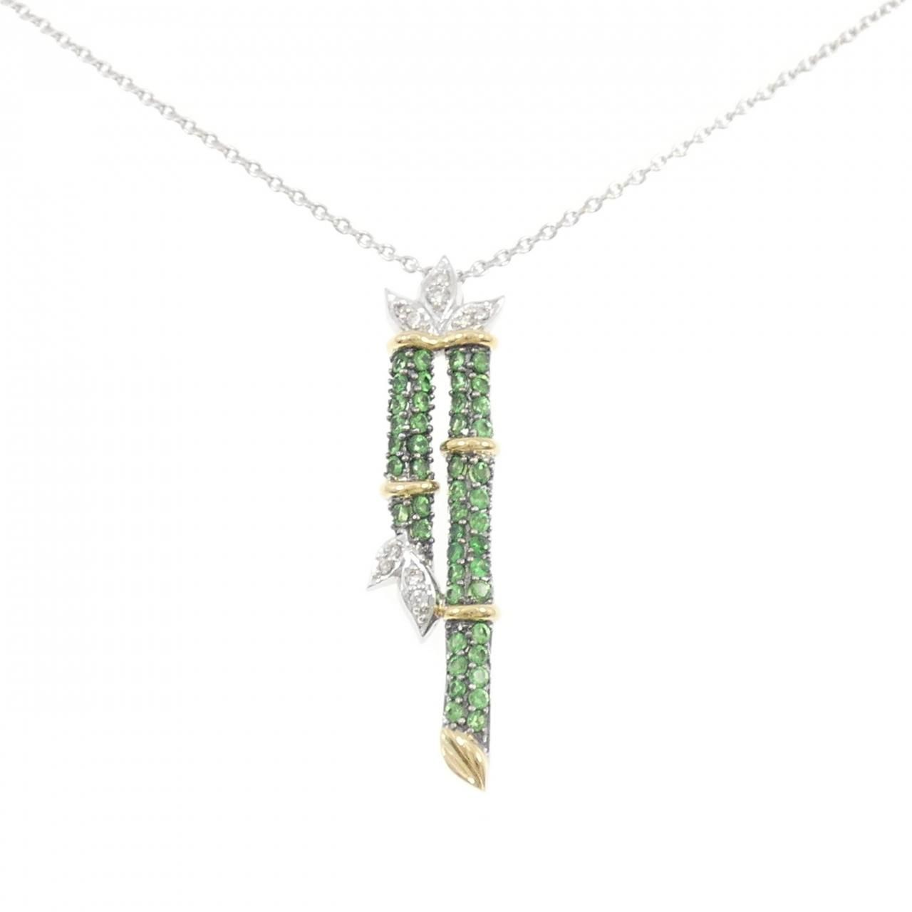 K18スリーカラー バンブー グリーンガーネット ネックレス 1.00CT