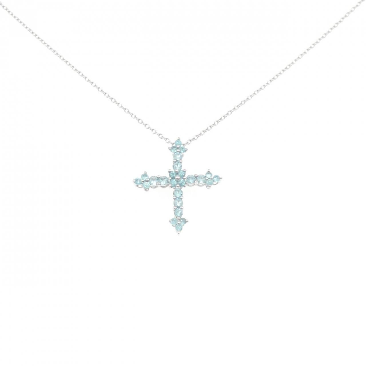 K18WG クロス トルマリン ネックレス 0.32CT