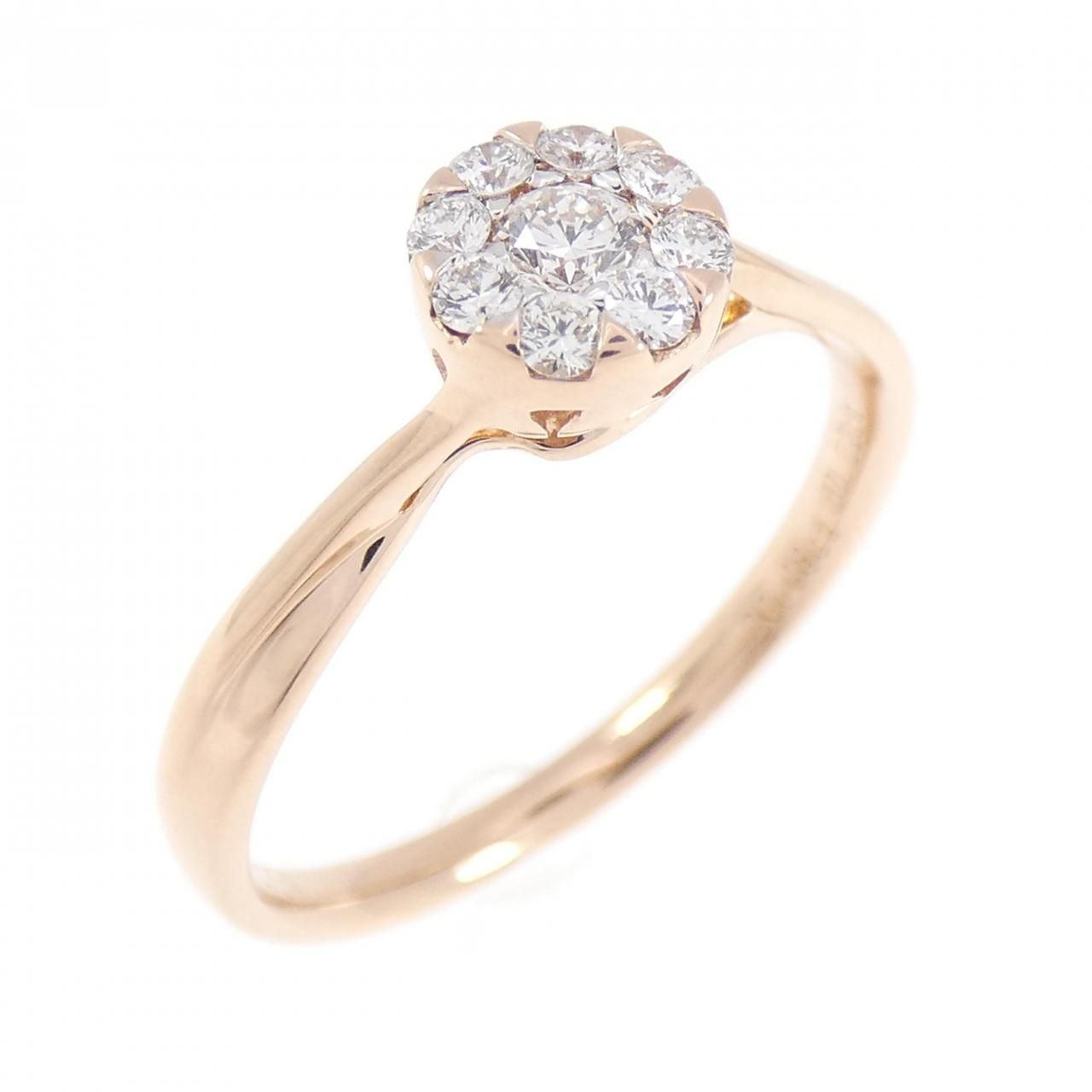 750PG フラワー ダイヤモンド リング 0.08CT