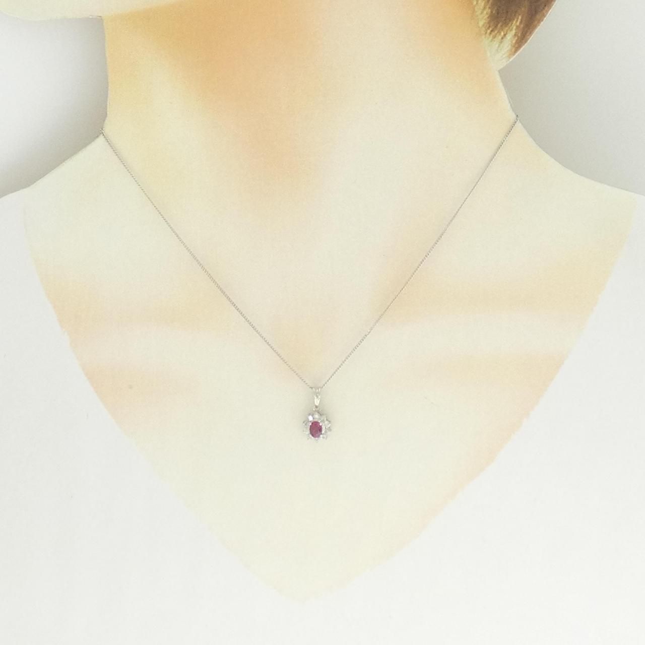 PT900/PT850 ルビー ネックレス 0.30CT - メルカリ