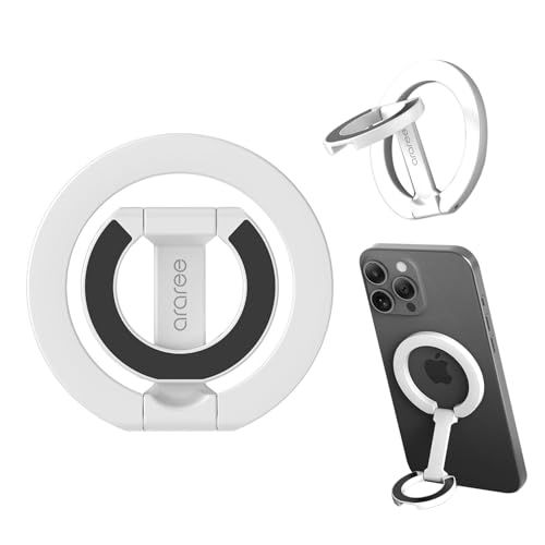 araree MagSafe対応 スマホリング スタンド A-RING [ 2段階折りたたみグリップ 両面マグネット 金属面吸着 超スリム設計 ] iPhone対応 マグネットリング AR27696 ホワイト 【国内正規品】 国内発送