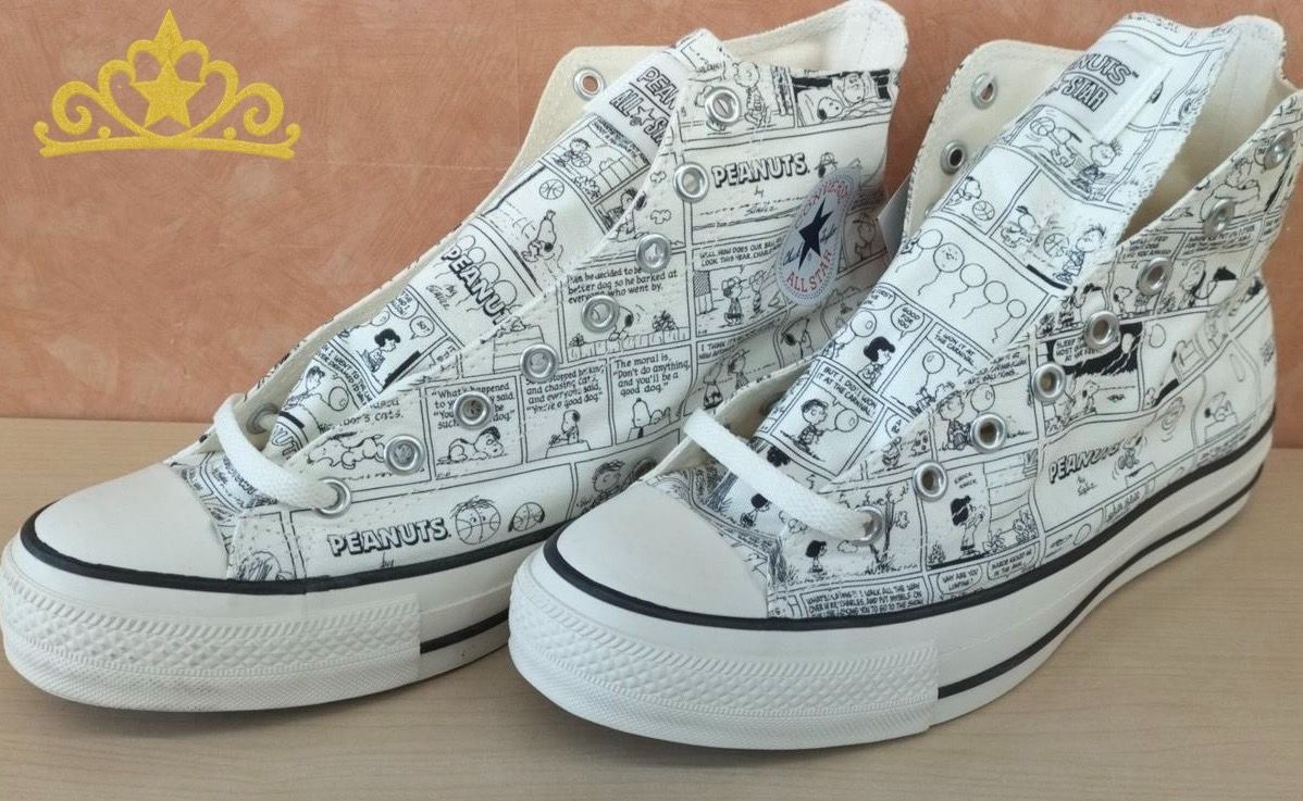 CONVERSE × PEANUTS スヌーピー コミック柄 ハイカットスニーカー メンズ コンバース