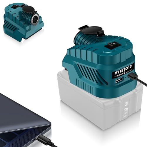 18V→12V マキタ18Vバッテリー対応 バッテリーアダプター 【改良・新登場 最大240W】 dc降圧コンバーター 12Vシガーライター出力 最大240W/USB-AとTYPE-C高速出力 DCDC降圧コンバー ON/OFFスイッチ スマ 9b9dec02
