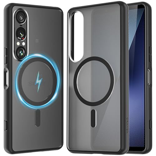 【米軍規格・Magsafe対応】SONY Xperia 1 VII ケース マグネット搭載 ワイヤレス対応 半透明 SO-51F | SOG15 耐衝撃 指紋防止 マット感 黄ばみなし ストラップホール付き マグセーフ対応 エクスペリア1 V 3da4c333